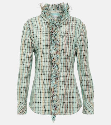 Fringed checked cotton-blend jacket | Bottega Veneta