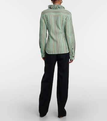 Fringed checked cotton-blend jacket | Bottega Veneta