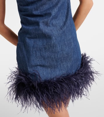 Minikleid VGold aus Denim mit Federn | Valentino