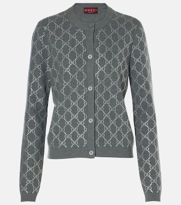 GG embellished wool jacquard cardigan | Gucci