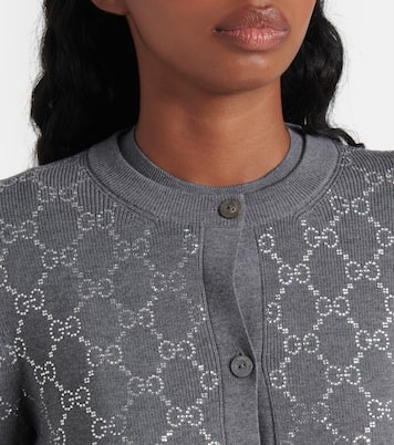 GG embellished wool jacquard cardigan | Gucci