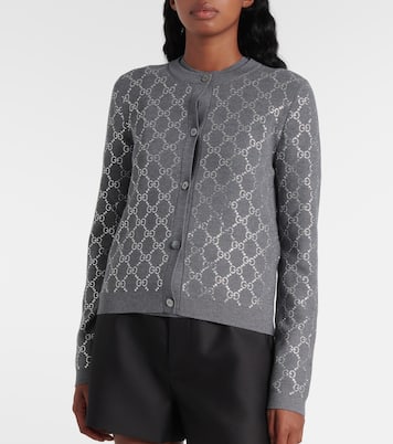 GG embellished wool jacquard cardigan | Gucci