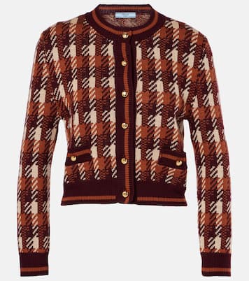 Cardigan in lana a quadri | Prada