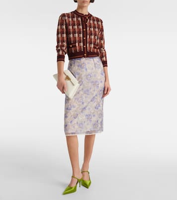 Cardigan in lana a quadri | Prada