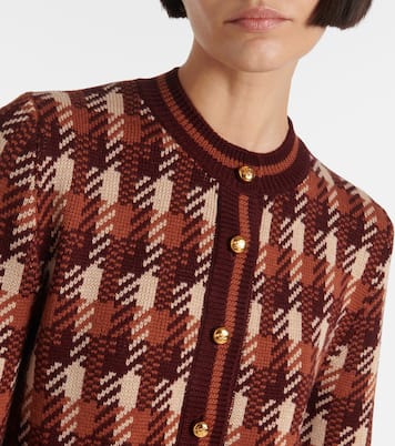 Cardigan in lana a quadri | Prada