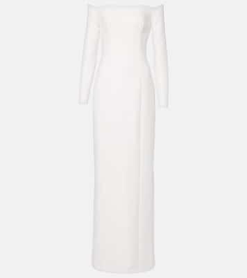 Bridal off-shoulder crêpe gown | Safiyaa