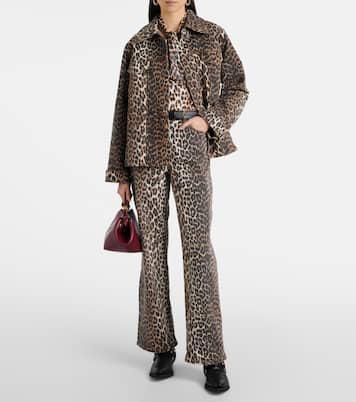 Leopard-print halterneck satin top | Ganni