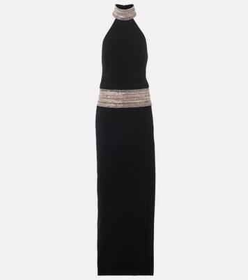 Abito lungo in cady con cristalli | Elie Saab