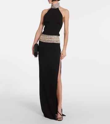 Abito lungo in cady con cristalli | Elie Saab