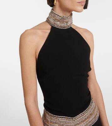 Abito lungo in cady con cristalli | Elie Saab