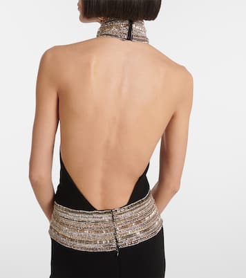 Abito lungo in cady con cristalli | Elie Saab