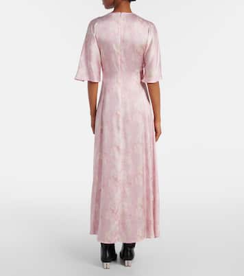 Robe longue en satin à fleurs | Ganni