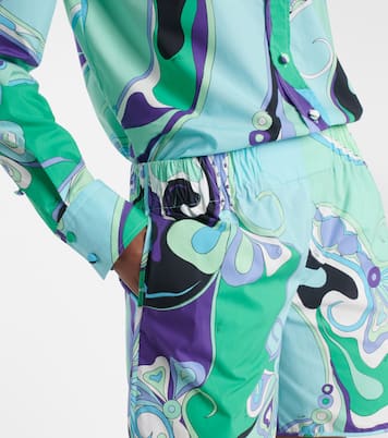Orchidee printed cotton high-rise shorts | Pucci