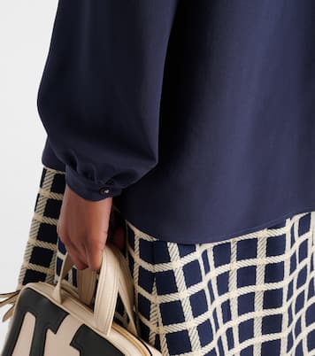 Blusa in crêpe de chine di seta con volant | Valentino