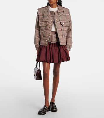 Checked ruched virgin wool miniskirt | Patou
