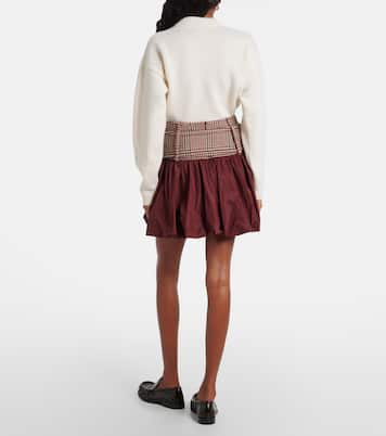 Checked ruched virgin wool miniskirt | Patou