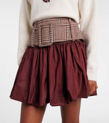Checked ruched virgin wool miniskirt | Patou