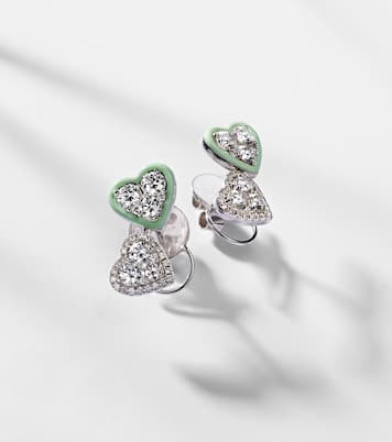 Boucles d’oreilles en or blanc 18 ct, émail et diamants | Kamyen