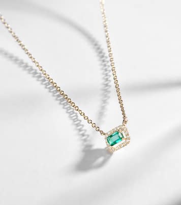 18kt gold pendant necklace with emerald and diamonds | Shay Jewelry