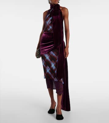 Top de cuello halter con pañuelo a cuadros | Dries Van Noten
