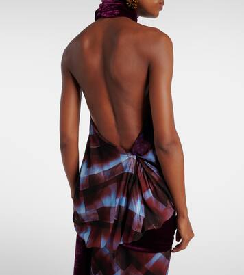 Top de cuello halter con pañuelo a cuadros | Dries Van Noten