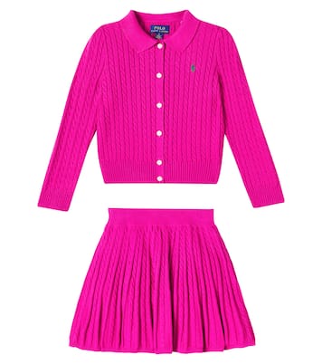 Cable-knit cotton cardigan and skirt set | Polo Ralph Lauren Kids