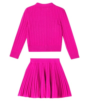 Cable-knit cotton cardigan and skirt set | Polo Ralph Lauren Kids