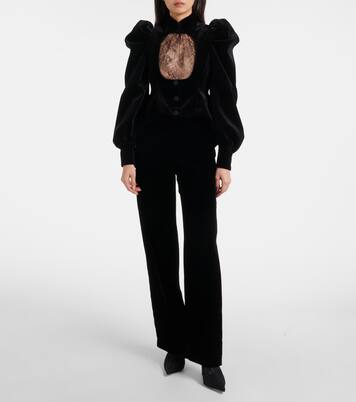 Pantalones rectos de terciopelo de tiro bajo | McQueen