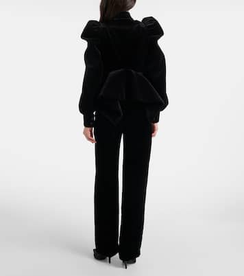 Pantalones rectos de terciopelo de tiro bajo | McQueen
