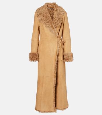 Joni shearling-lined suede wrap coat | Nour Hammour