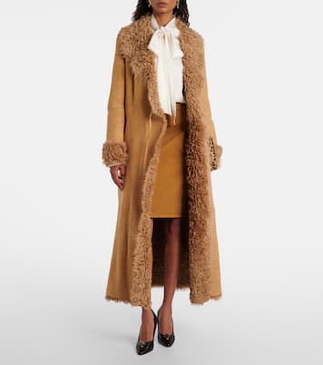 Joni shearling-lined suede wrap coat | Nour Hammour