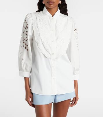 Broderie anglaise cotton poplin blouse | Valentino