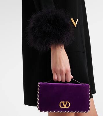 Vestido corto VLogo con plumas | Valentino