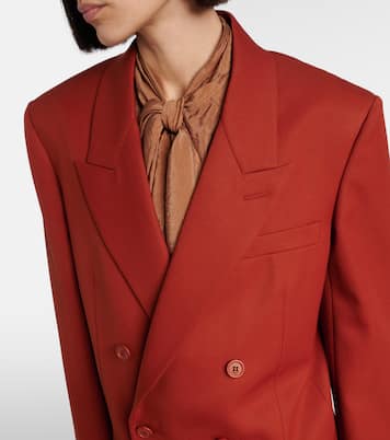 Blazer cruzado de gabardina de lana | Saint Laurent