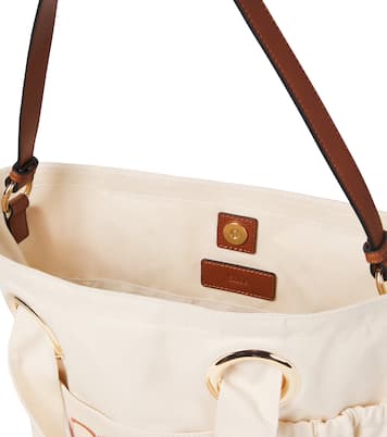 Logo leather-trimmed canvas basket bag | Chloé Kids