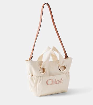 Cabas en toile et cuir à logo | Chloé Kids
