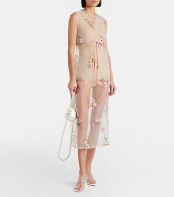 Embroidered sheer organza midi dress | Simone Rocha
