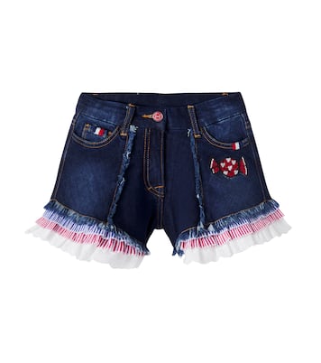 Embellished fringed denim shorts  | Monnalisa