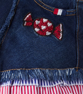 Embellished fringed denim shorts  | Monnalisa
