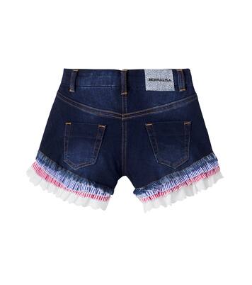 Embellished fringed denim shorts  | Monnalisa