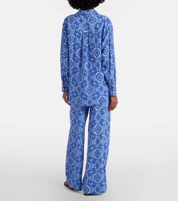 بنطلون واسع من الحرير بطبعات Mykonos | Heidi Klein