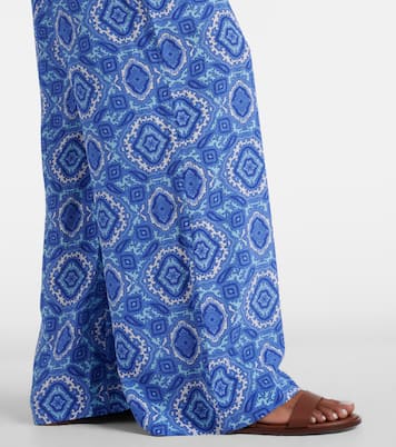 بنطلون واسع من الحرير بطبعات Mykonos | Heidi Klein