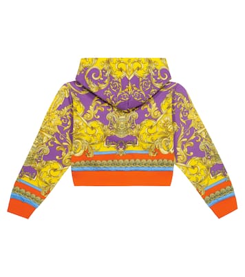 Felpa in cotone con cappuccio e stampa Barocco | Versace Kids
