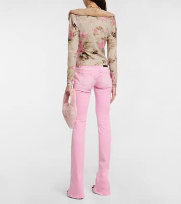 Faux fur-trimmed floral cardigan | Blumarine