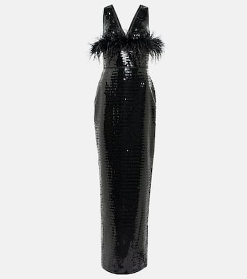 Robe mit Pailletten und Federn | Rasario