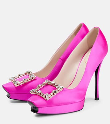 Flower Strass satin platform pumps | Roger Vivier
