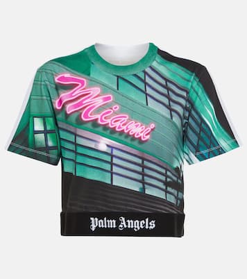Printed cropped cotton T-shirt | Palm Angels