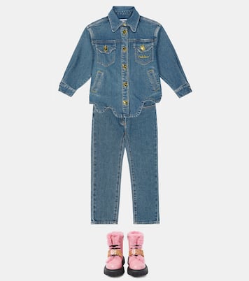 Botas de piel con logo | Moschino Kids