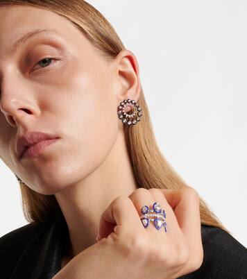Boucles d'oreilles Orbit en or blanc 18 ct, diamants et émail | Kamyen