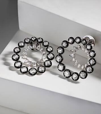 Boucles d'oreilles Orbit en or blanc 18 ct, diamants et émail | Kamyen